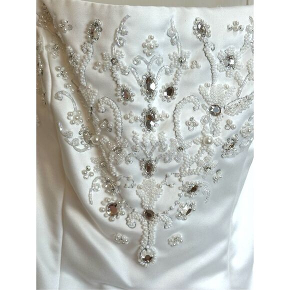 Mori Lee NEW size 12 strapless bridal wedding dress with train - Picture 6 of 16